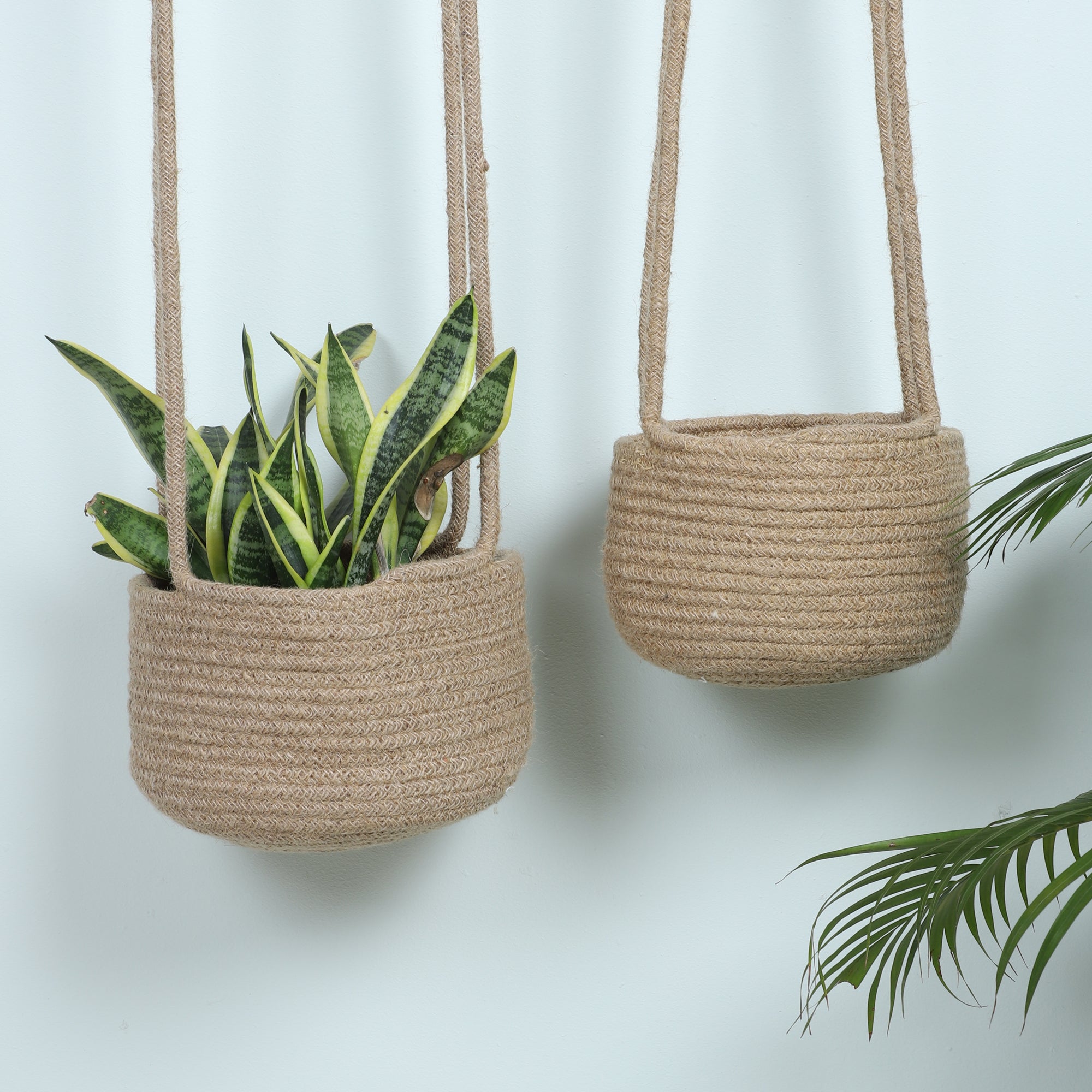 Buy Enosha Hanging Jute Planter - Set Of Two Pots & Planters from Vaaree