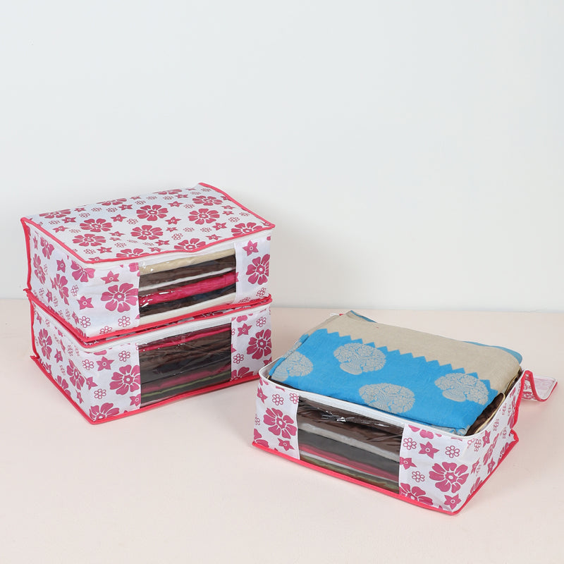 Buy Aura Floral Saree Cover - Set Of Three Cloth Organizers from Vaaree