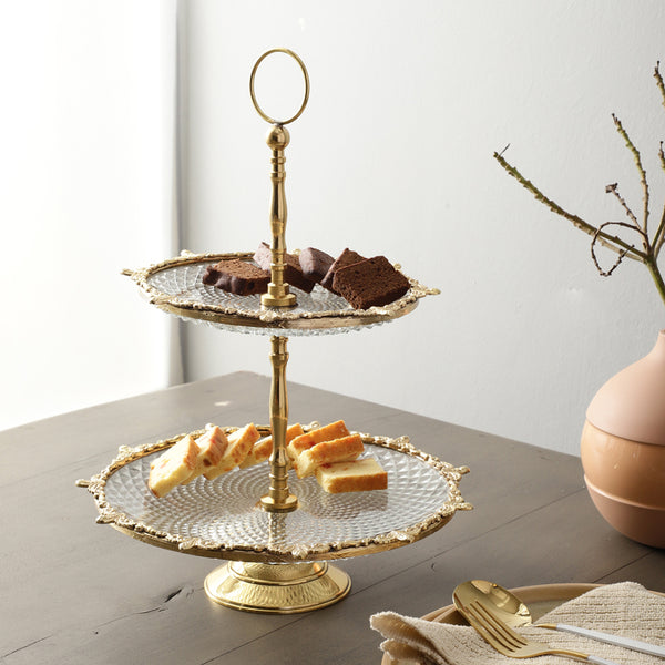 Cake Stand - Crystal Norma Double Tier Cake Stand