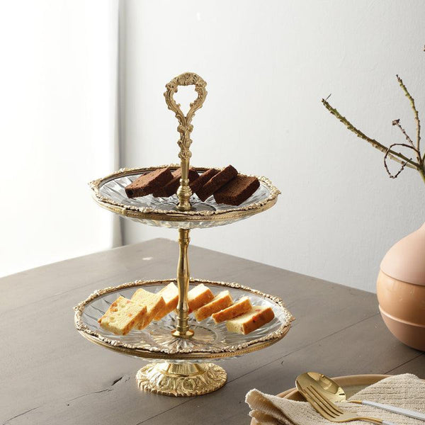 Buy Crystal Charm Double Tier Cake Stand - Gold Cake Stand from Vaaree