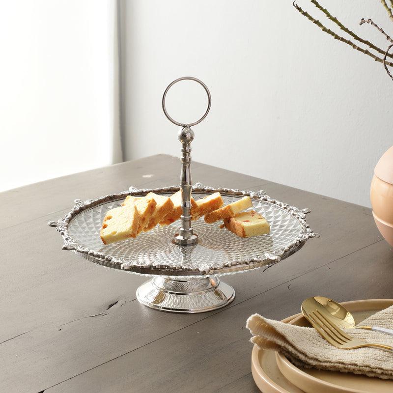 Buy Crystal Norma Cake Stand - Silver Cake Stand from Vaaree