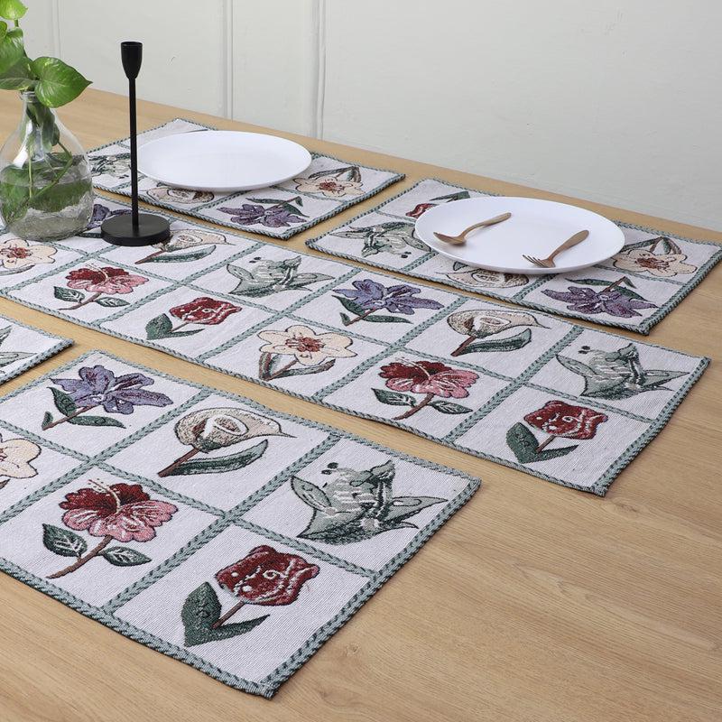 Buy Flower Flo Table Runner & Placemat - Seven Piece Set Table Linen Set from Vaaree