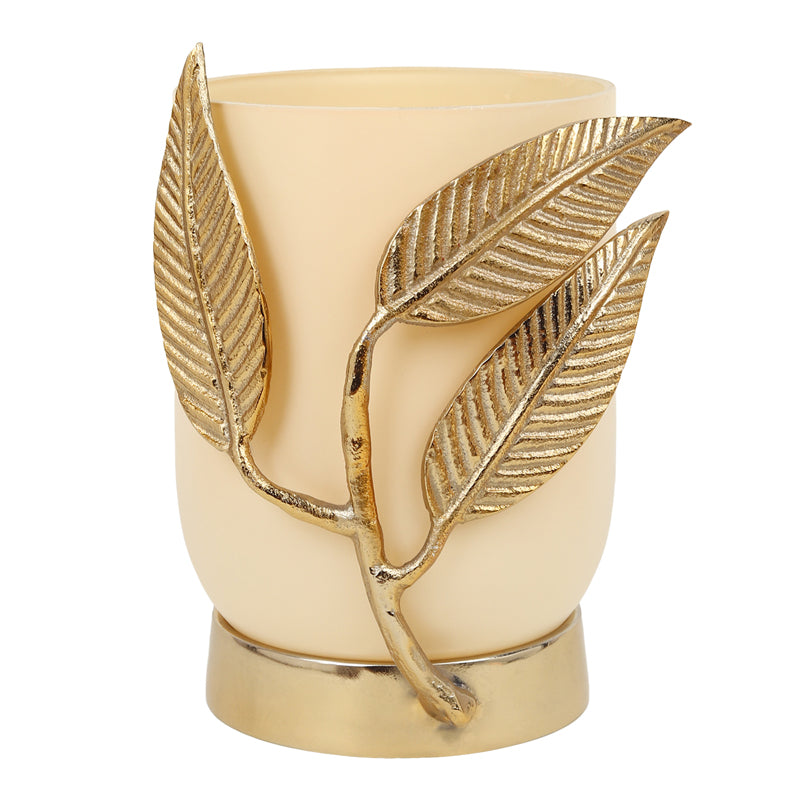 Buy Gemma Glass Vase - Cream & Gold Vase from Vaaree