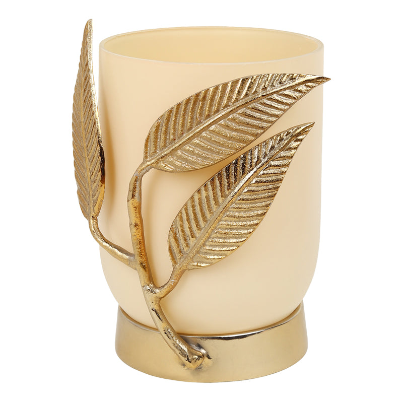 Buy Gemma Glass Vase - Cream & Gold Vase from Vaaree