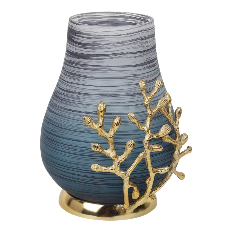 Buy Roscoe Ruma Branched Glass Vase - Blue Vase from Vaaree