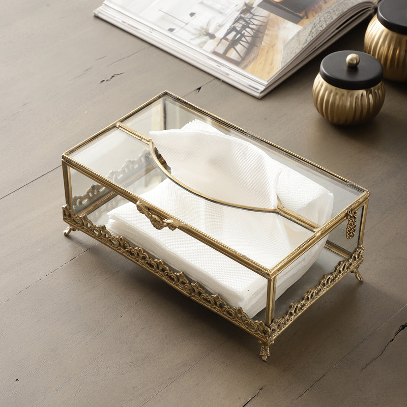 Tissue Holder - Janva Brass Tissue Box