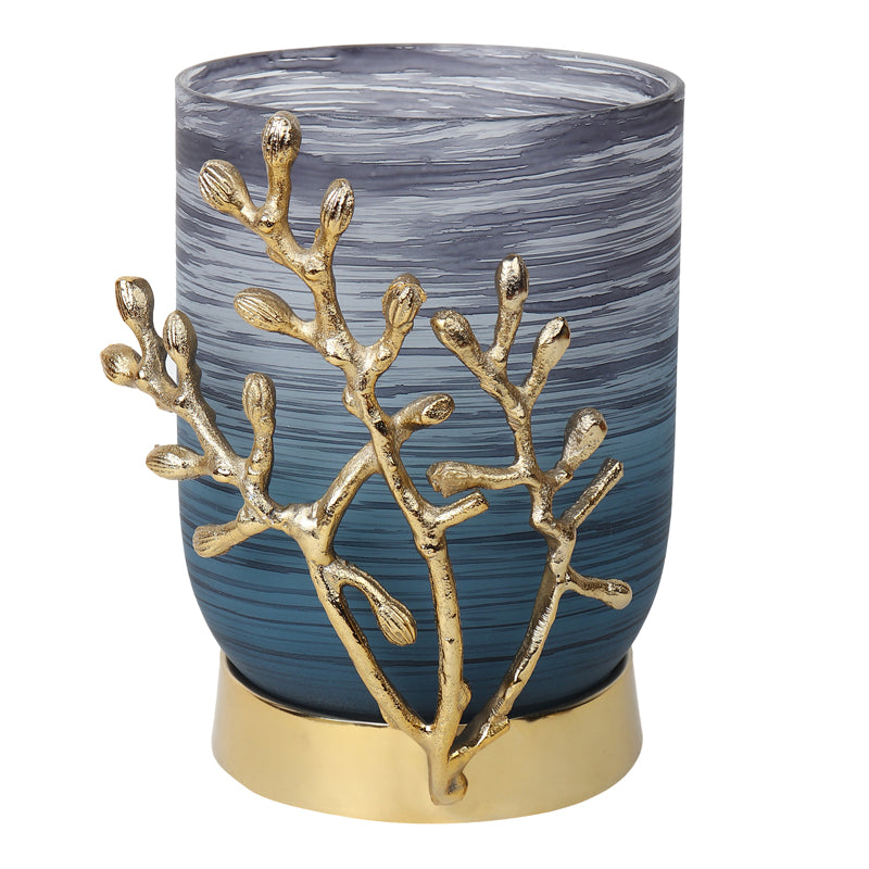 Buy Roscoe Gemma Vase - Blue & Gold Vase from Vaaree