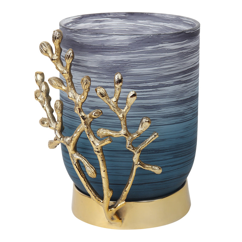 Buy Roscoe Gemma Vase - Blue & Gold Vase from Vaaree