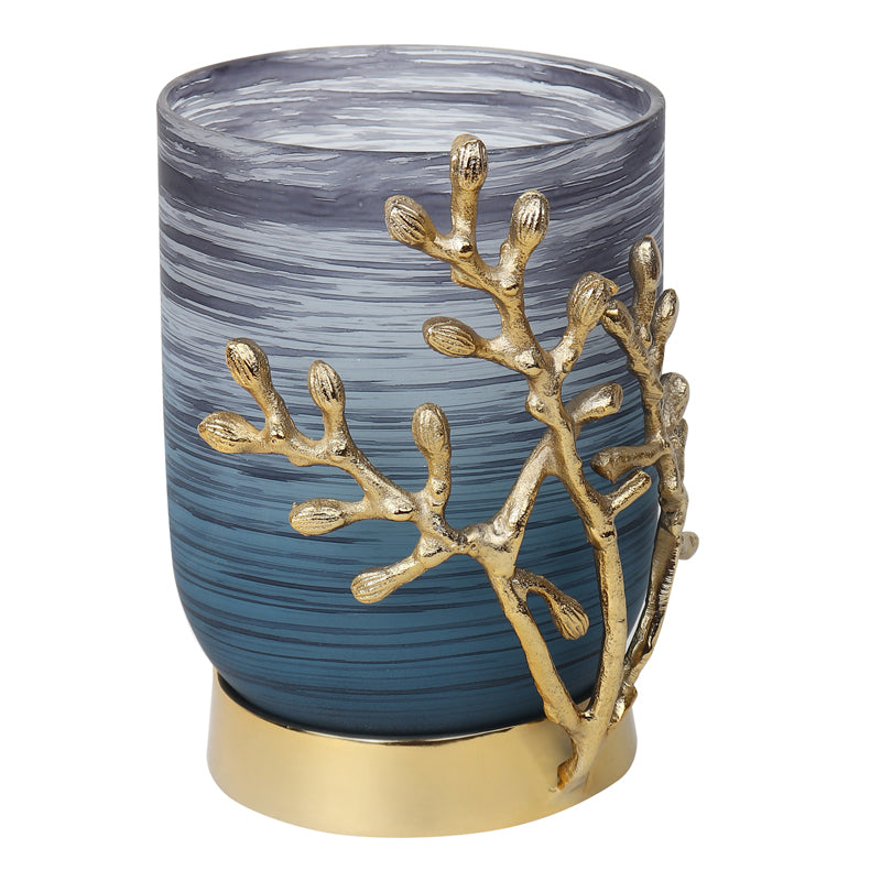 Buy Roscoe Gemma Vase - Blue & Gold Vase from Vaaree