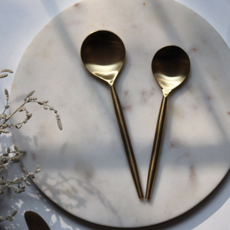 Buy Manora Gold Dinner Spoon - Set Of two Spoon from Vaaree