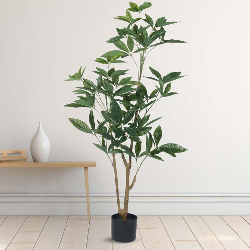 Buy Faux Lush Pachira Plant With Pot - 4.3 Feet Artificial Plants from Vaaree