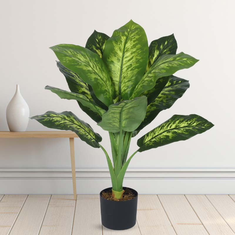 Buy Faux Lush Dieffenbachia Plant With Pot - 3.0 Feet Artificial Plants from Vaaree