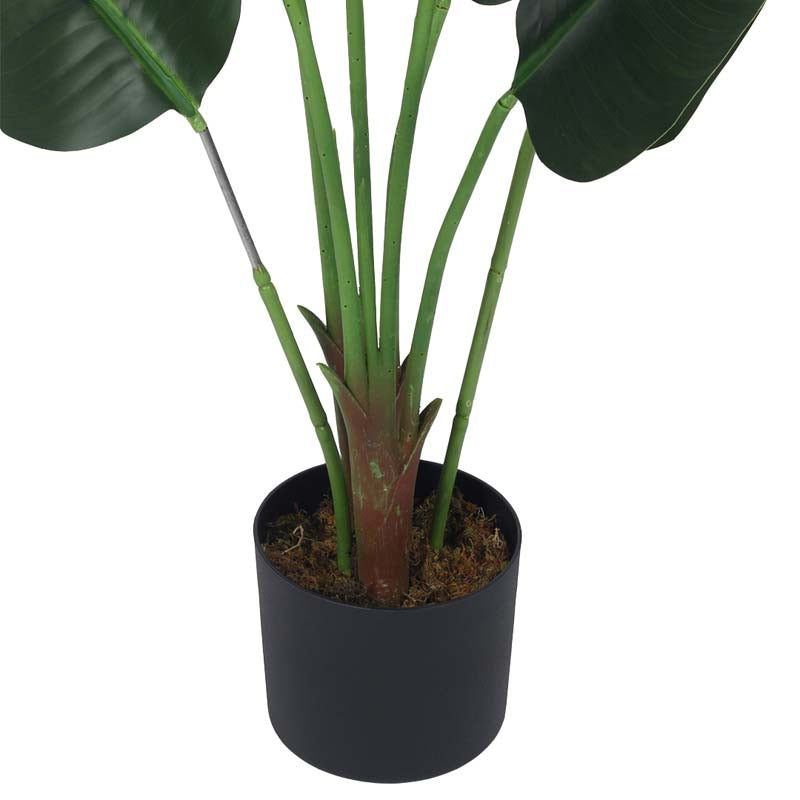 Buy Faux Lush Bird of Paradise Plant With Pot (Dark Green) - 4 Feet Artificial Plants from Vaaree