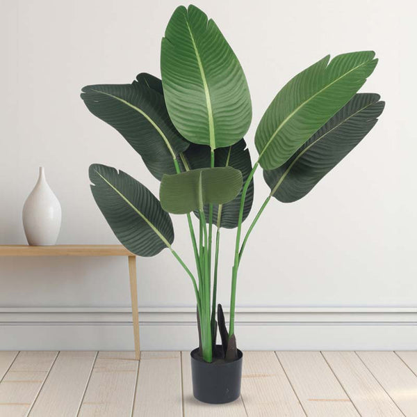 Buy Faux Lush Bird of Paradise Plant With Pot - 4 Feet Artificial Plants from Vaaree