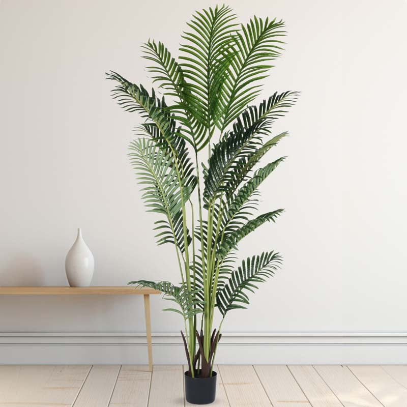 Buy Faux Lush Areca Plam Plant With Pot - 6.6 Feet Artificial Plants from Vaaree