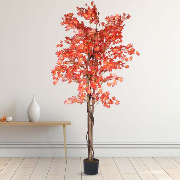 Buy Faux Lush Maple Plant With Pot - 5.2 Feet Artificial Plants from Vaaree