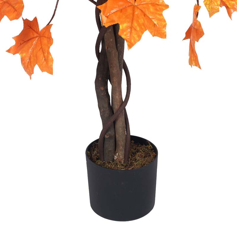 Buy Faux Lush Maple Plant With Pot - 4.1 Feet Artificial Plants from Vaaree