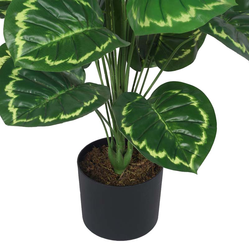 Buy Faux Lush Calanthea Plant With Pot - 3.3 Feet Artificial Plants from Vaaree