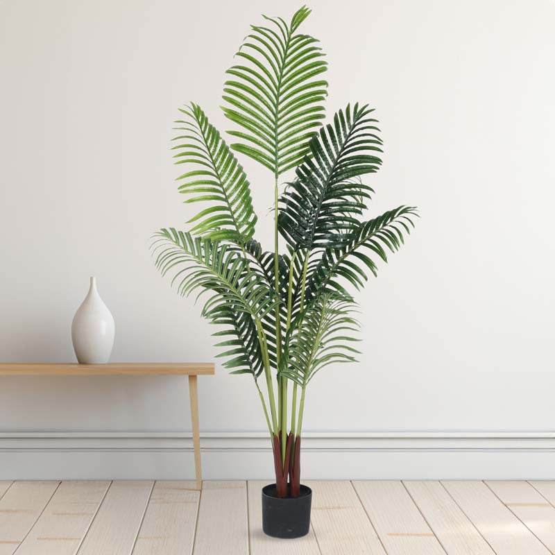 Buy Faux Lush Areca Plam Plant With Pot - 4 Feet Artificial Plants from Vaaree