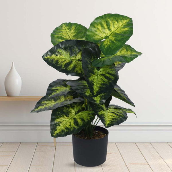 Buy Faux Lush Pothos Plant With Pot (Green & Yellow) - 2.3 Feet Artificial Plants from Vaaree