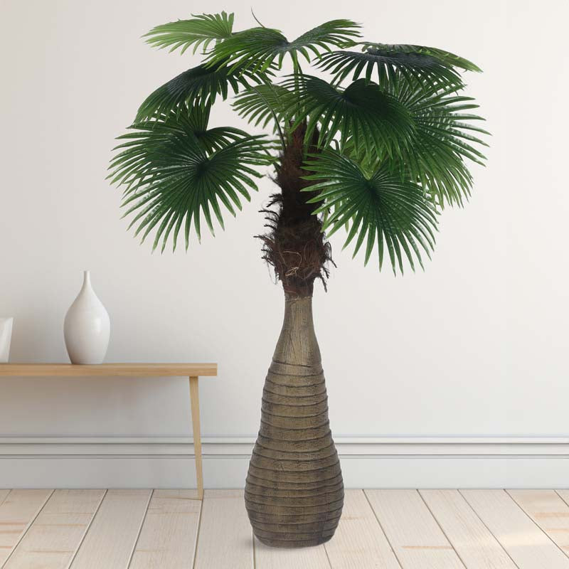 Buy Faux Lush Bottle Fan Palm Plant With Pot - 6 Feet Artificial Plants from Vaaree