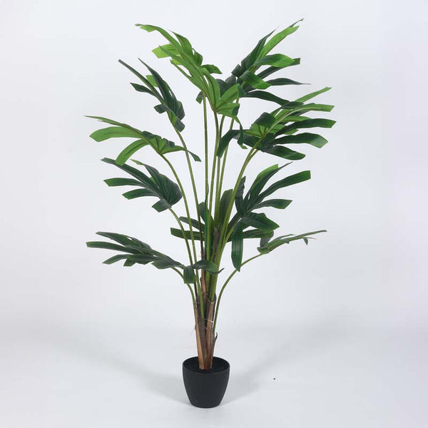 Buy Faux Lush Rhapis Excelsa Plant With Pot - 4 Feet Artificial Plants from Vaaree