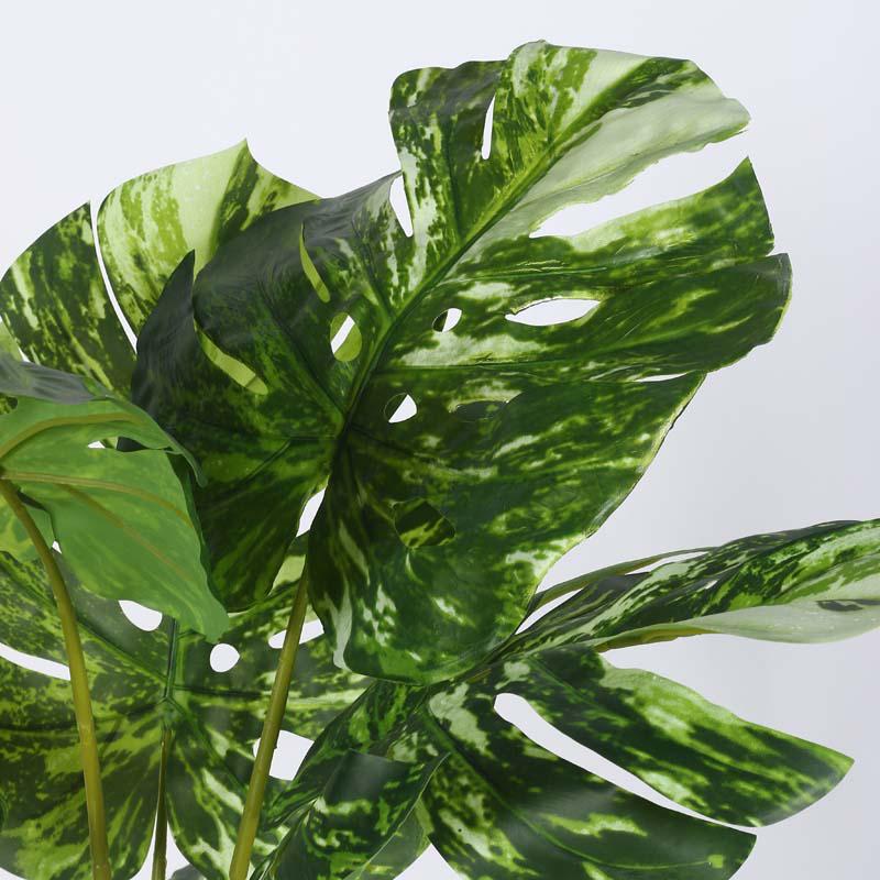 Buy Faux Lush Variegated Monstera Plant With Pot - 4 Feet Artificial Plants from Vaaree