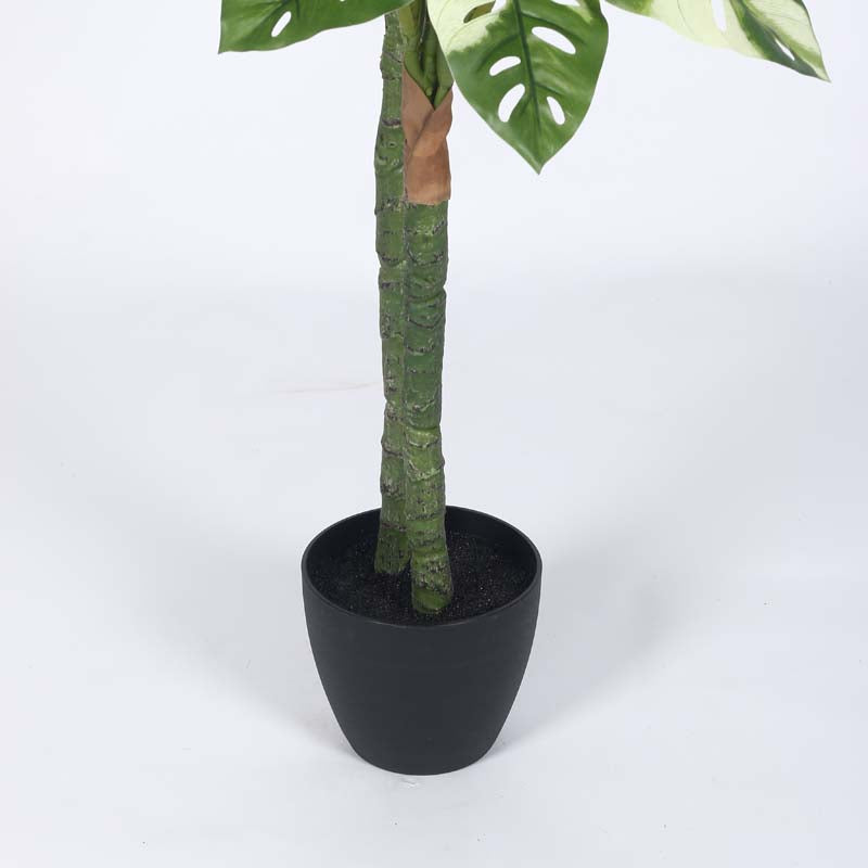 Buy Faux Lush Variegated Monstera Plant With Pot - 4.8 Feet Artificial Plants from Vaaree