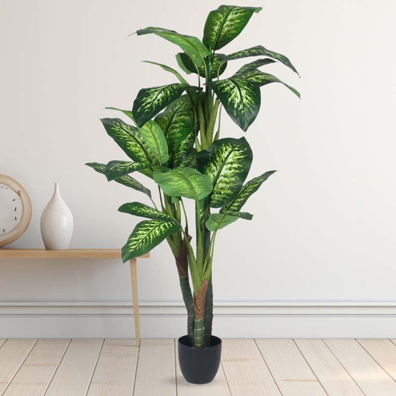 Buy Faux Lush Dieffenbachia Plant With Pot - 2.0 Feet Artificial Plants from Vaaree