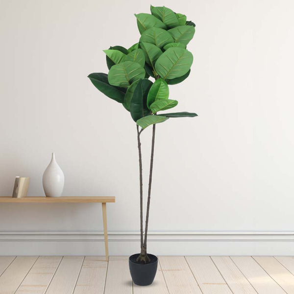 Buy Faux Lush Rubber Plant With Pot - 4.3 Feet Artificial Plants from Vaaree