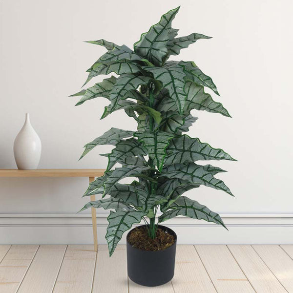 Buy Faux Lush Happy Philo Plant With Pot (Dark Green) - 2.8 Feet Artificial Plants from Vaaree