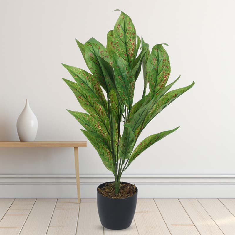 Buy Faux Lush Dieffenbachia Plant With Pot - 2.3 Feet Artificial Plants from Vaaree