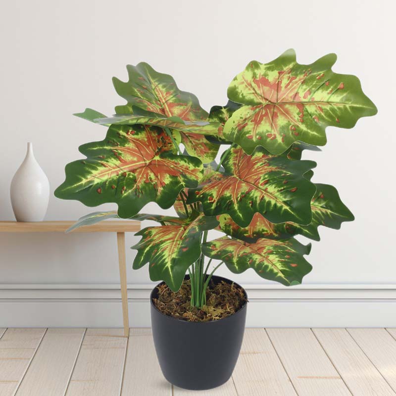 Buy Faux Lush Pink & Green Monstera Plant With Pot - 1.8 Feet Artificial Plants from Vaaree