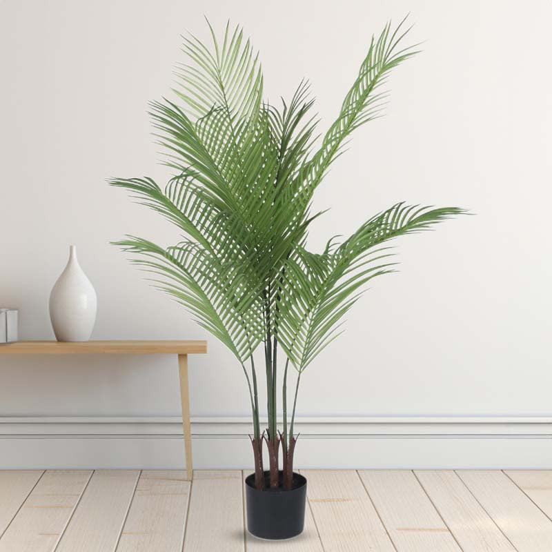 Buy Faux Lush Areca Plam Plant With Pot - 4.3 Feet Artificial Plants from Vaaree