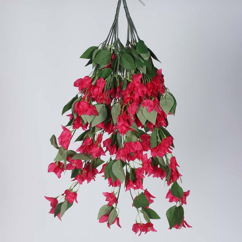 Buy Faux Lush Hanging Bougainvillea - Red - 2.5 Feet Artificial Flowers from Vaaree