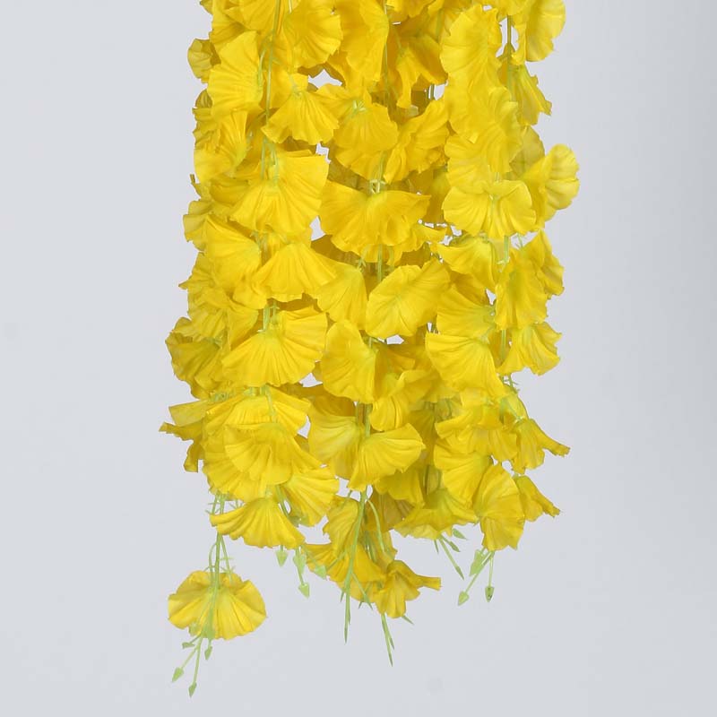 Buy Faux Lush Hanging Morning Glory Plant (Yellow) - 2.8 Feet Artificial Flowers from Vaaree