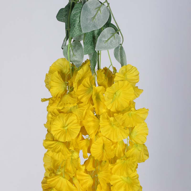 Buy Faux Lush Hanging Morning Glory Plant (Yellow) - 2.8 Feet Artificial Flowers from Vaaree