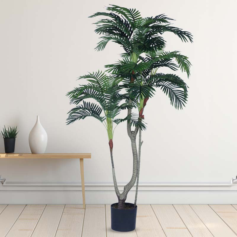 Buy Faux Lush Areca Plam Plant With Pot - 5.6 Feet Artificial Plants from Vaaree