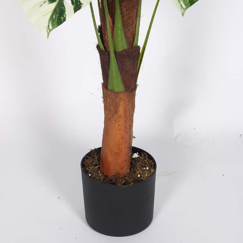 Buy Faux Lush White Monstera Plant With Pot - 4 Feet Artificial Plants from Vaaree