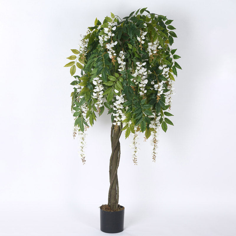 Buy Faux Realtouch White Wisteria Tree With Pot - 5.9 Feet Artificial Plants from Vaaree