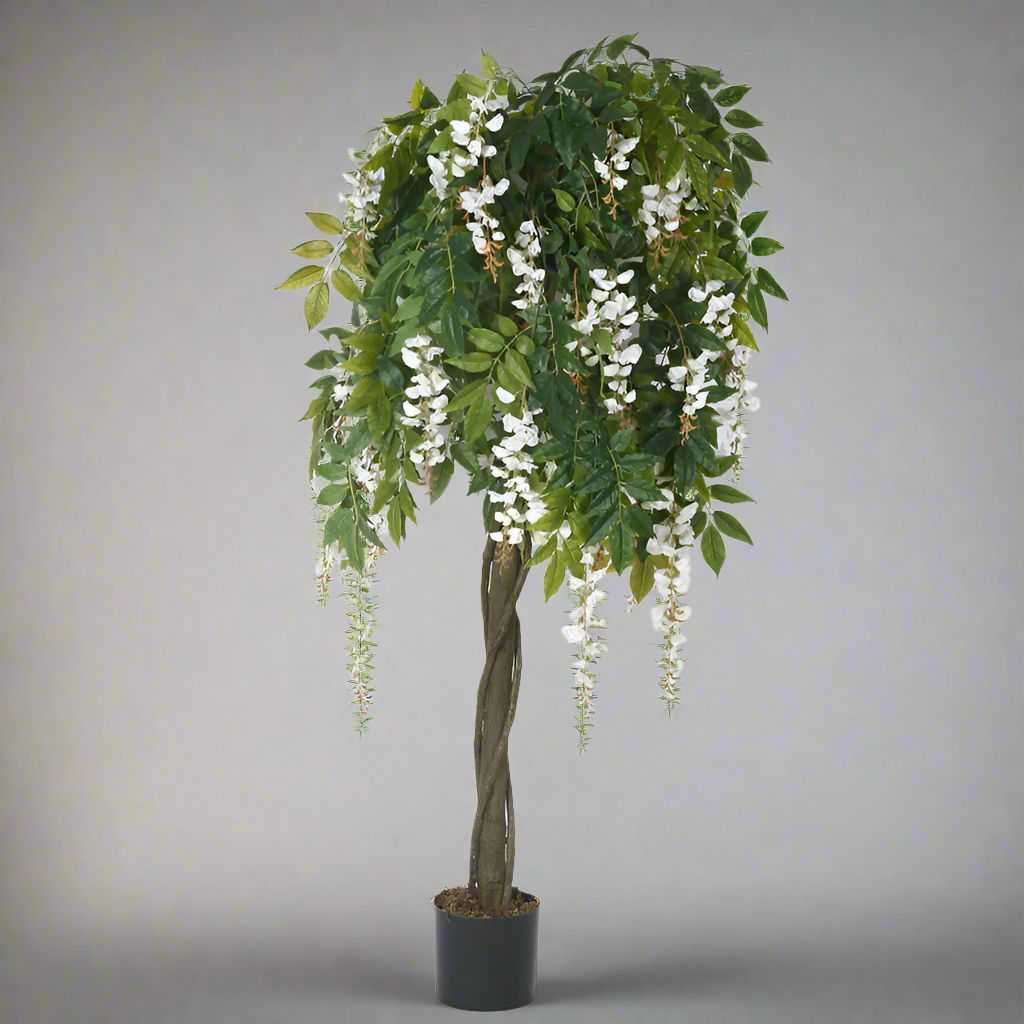 Buy Faux Realtouch White Wisteria Tree With Pot - 5.9 Feet Artificial Plants from Vaaree