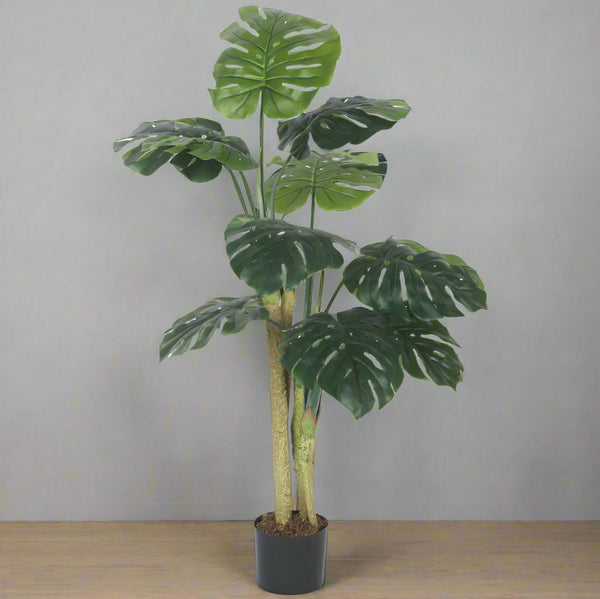 Buy Faux Realtouch Green Monstera Tree With Pot - 3.9 Feet Artificial Plants from Vaaree