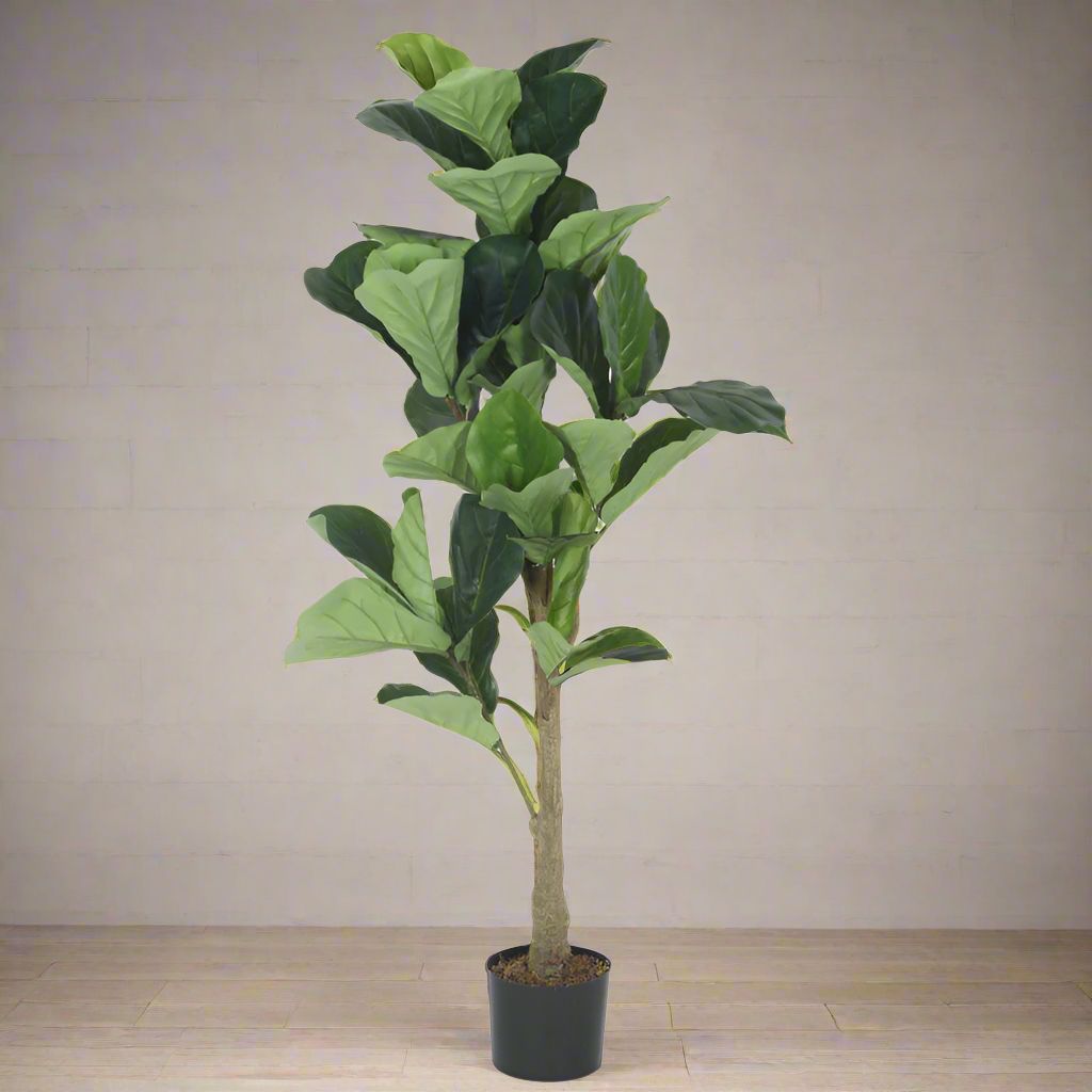 Buy Faux Realtouch Green Fiddle Leaf Fig Tree With Pot - 3.9 Feet Artificial Plants from Vaaree