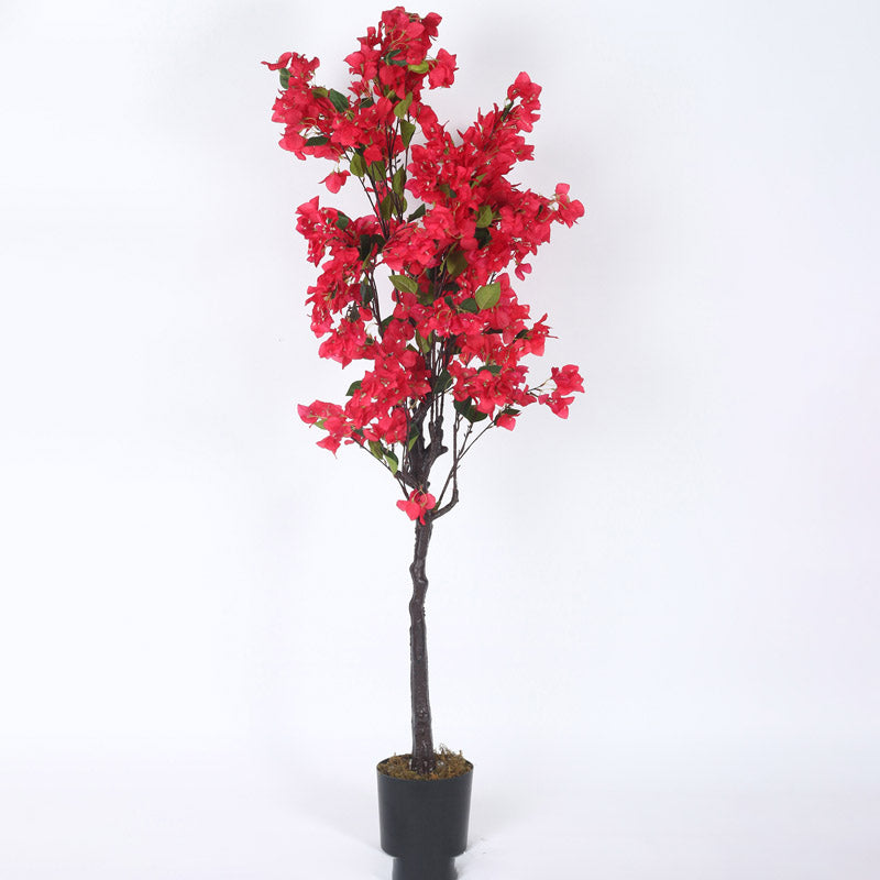 Buy Faux Realtouch Red Bougainvillea Plant With Pot - 5.2 Feet Artificial Plants from Vaaree