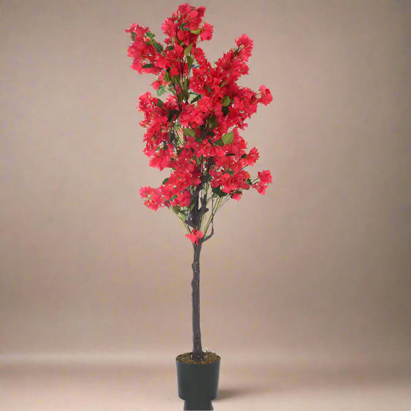 Buy Faux Realtouch Red Bougainvillea Plant With Pot - 5.2 Feet Artificial Plants from Vaaree