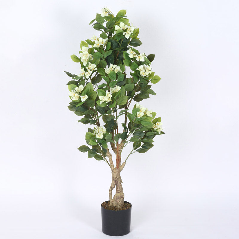 Buy Faux Realtouch White Bougainvillea Plant With Pot - 4.1 Feet Artificial Plants from Vaaree