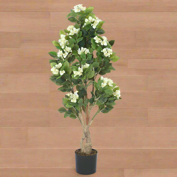 Buy Faux Realtouch White Bougainvillea Plant With Pot - 4.1 Feet Artificial Plants from Vaaree