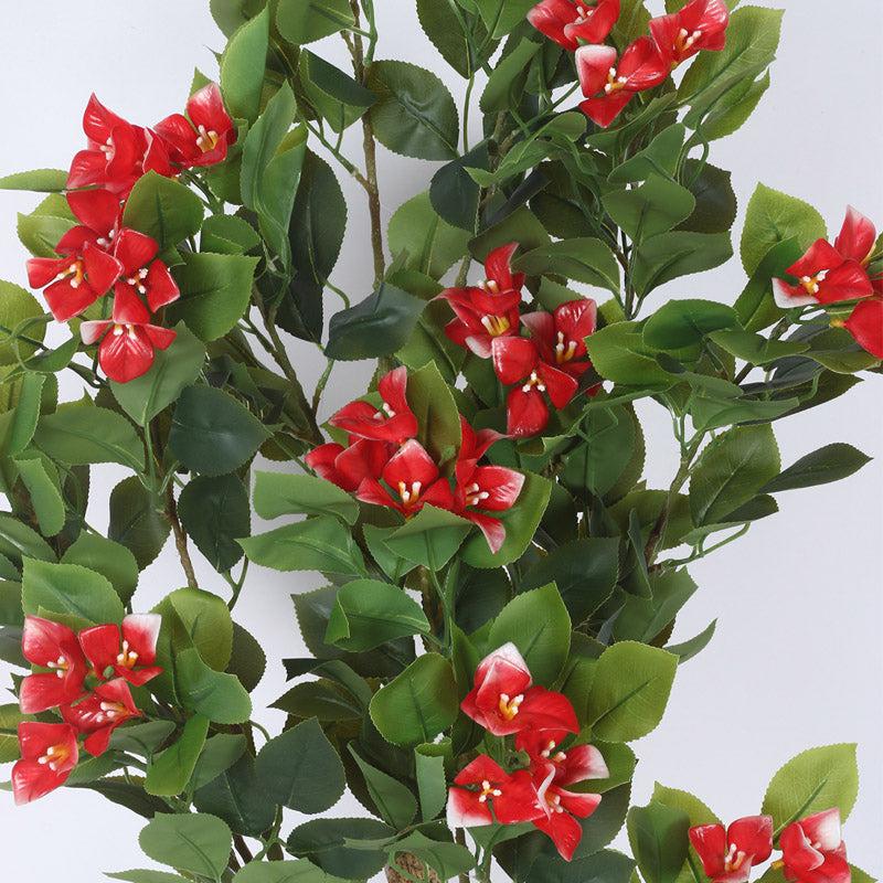 Buy Faux Realtouch Red Bougainvillea Plant With Pot - 4.1 Feet Artificial Plants from Vaaree