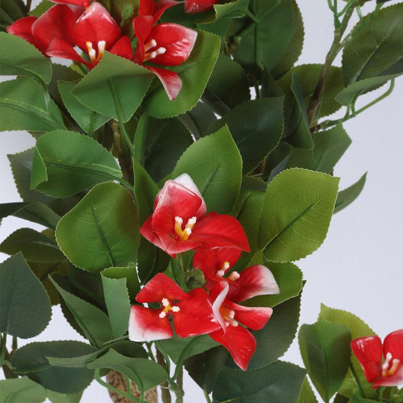 Buy Faux Realtouch Red Bougainvillea Plant With Pot - 4.1 Feet Artificial Plants from Vaaree