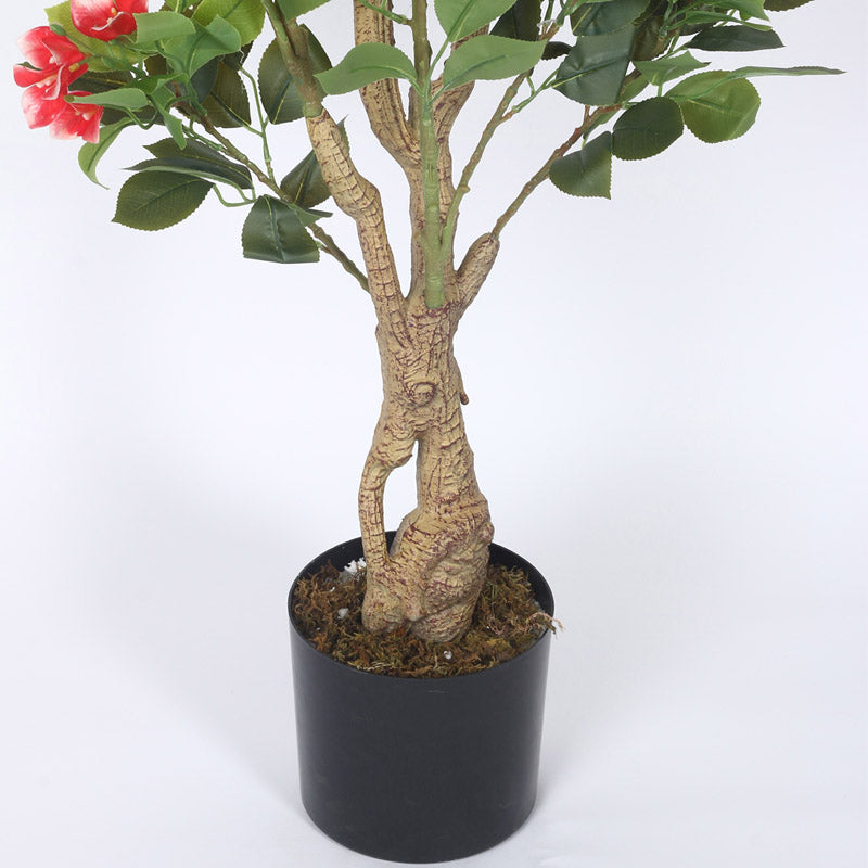 Buy Faux Realtouch Red Bougainvillea Plant With Pot - 4.1 Feet Artificial Plants from Vaaree